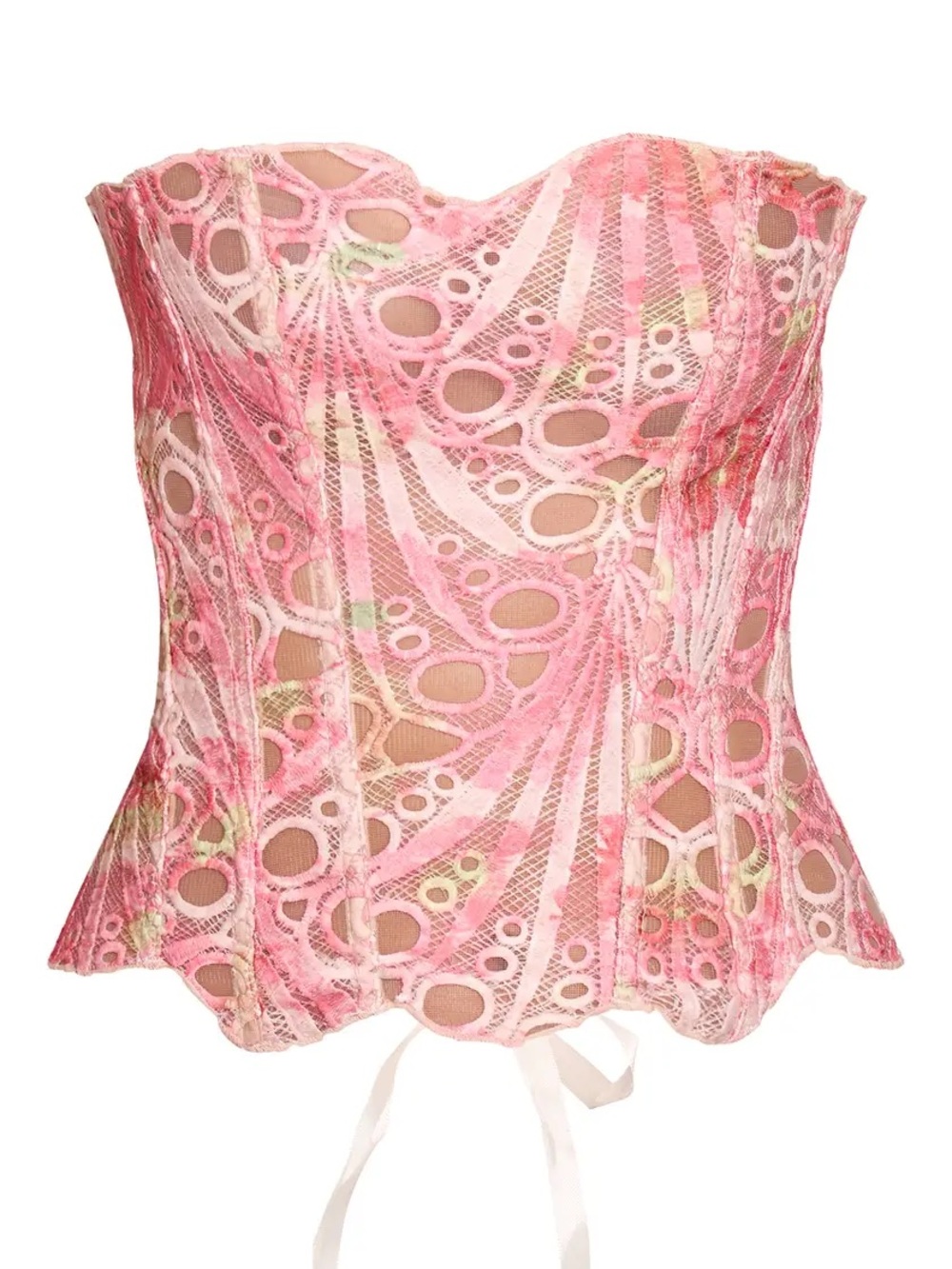PrettyLittleThing Pink Eyelet Lace Strapless Bustier Top